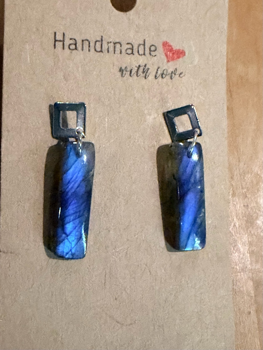 Bright Blue Flashy Labradorite Earrings on Stainless Steel Findings